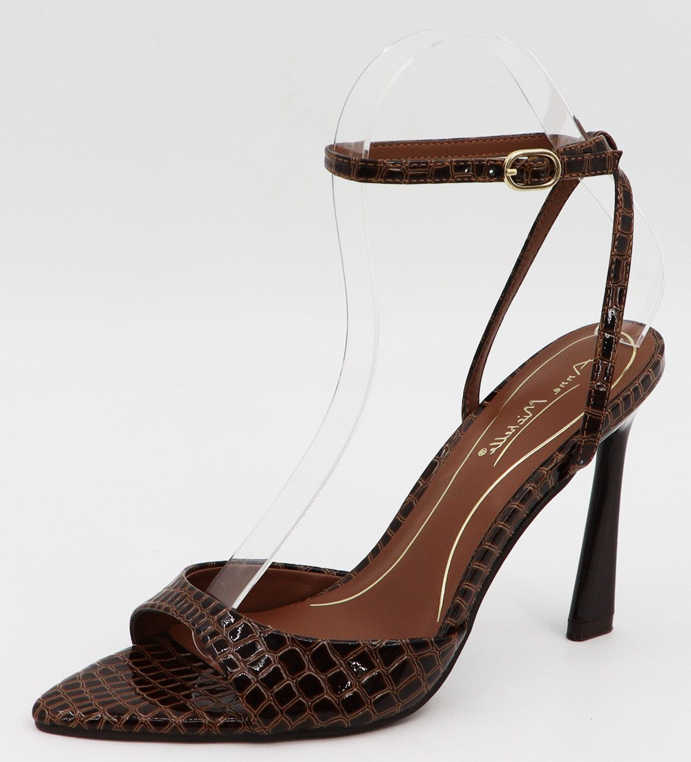 Chestnut Luxe Croc Heel