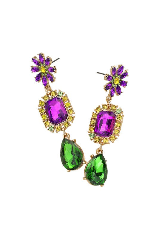 Mardi Gras Bling Earrings