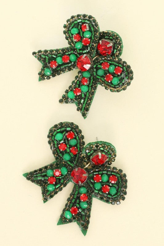 Bow Earrings - GREEN