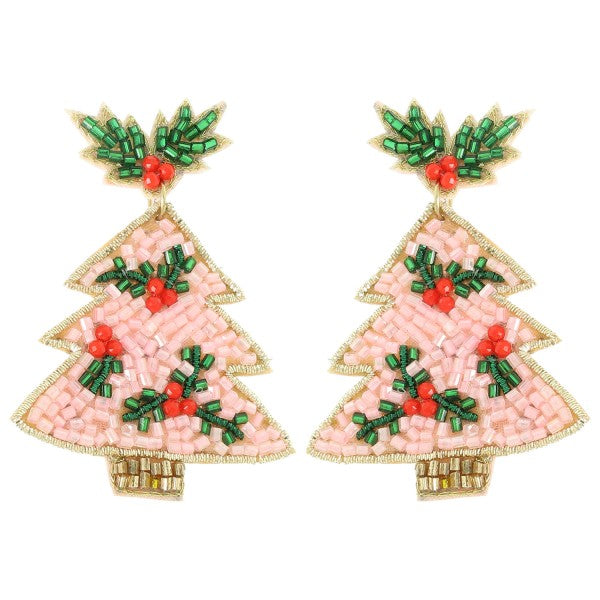 Pink Tree Earrings