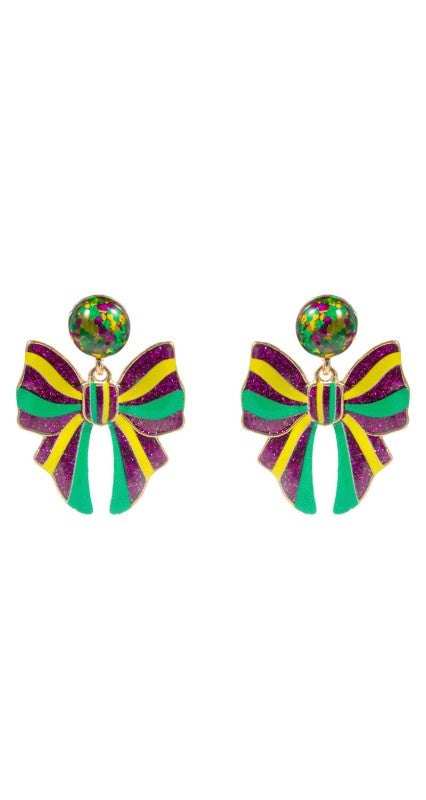 Mardi Gras Bow Earrings