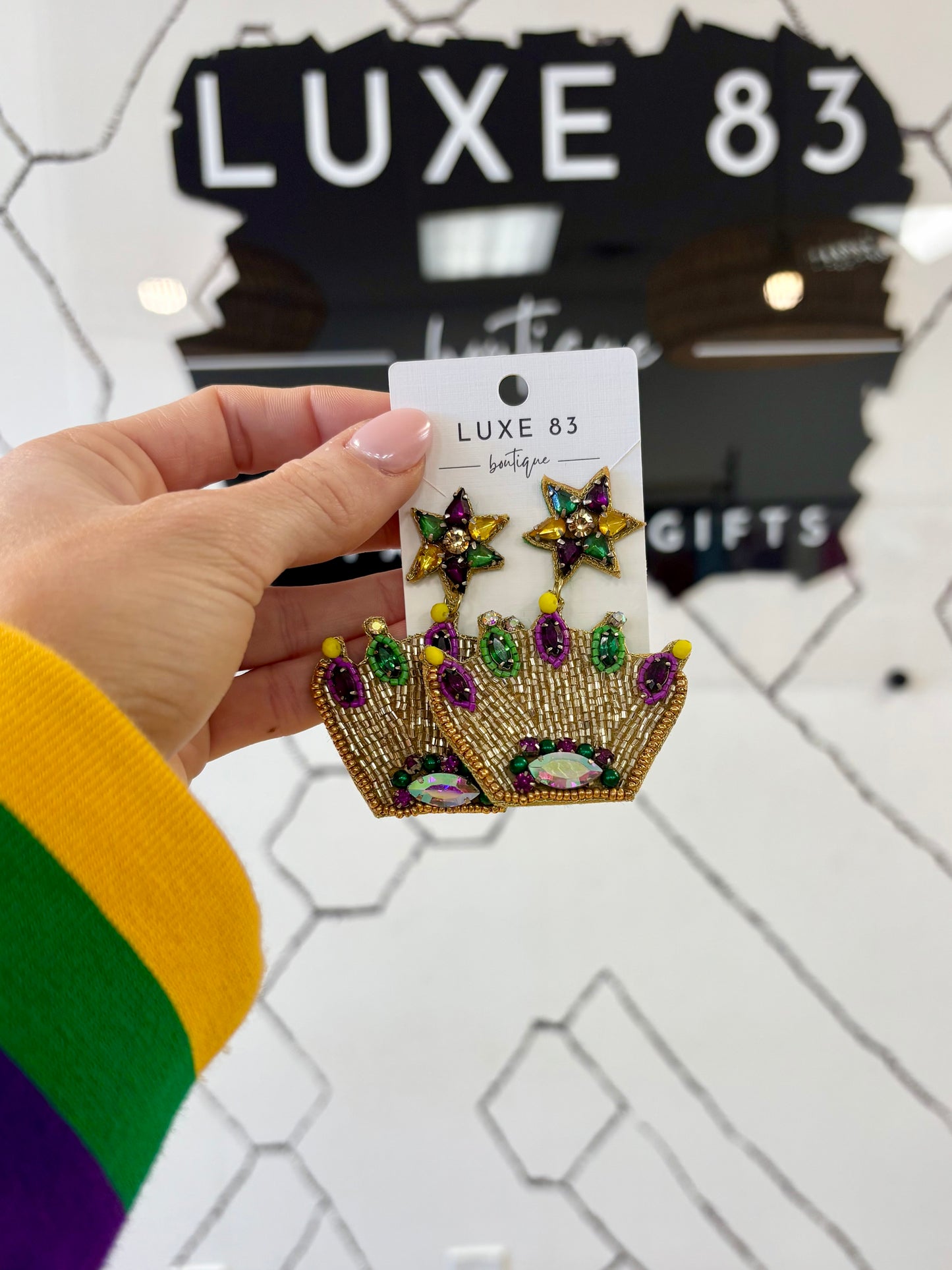 Mardi Gras Crown Earrings
