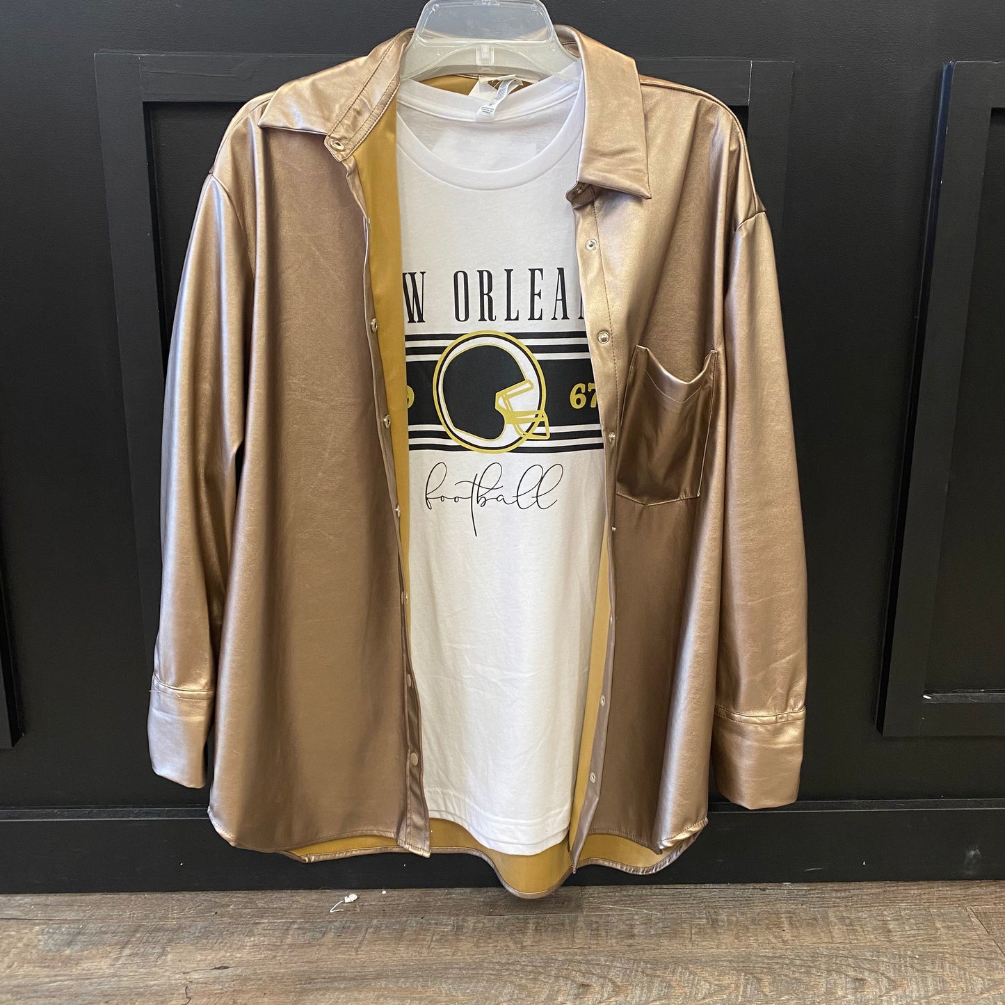 Metallic Gold Button Down