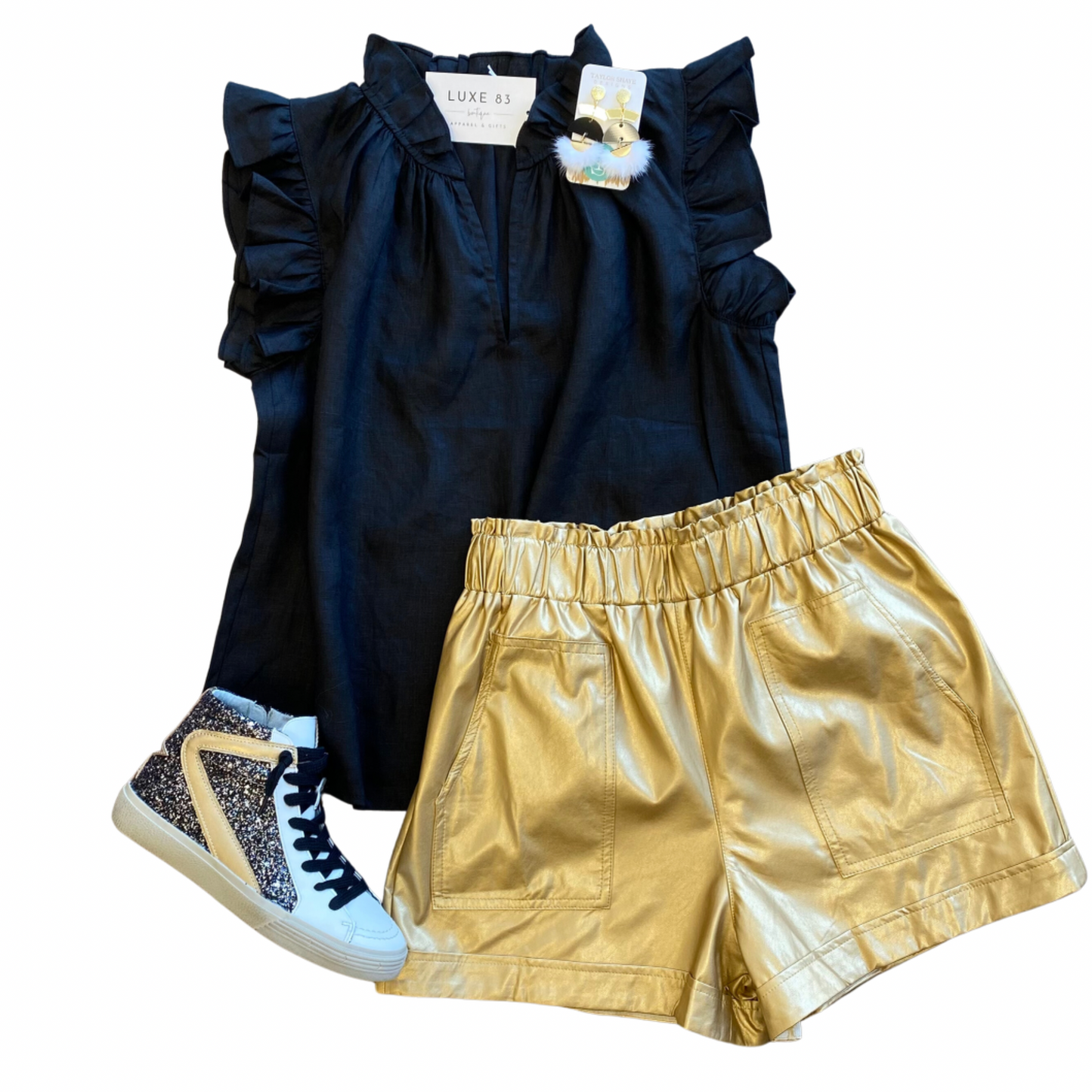 Gold Vegan Leather Shorts