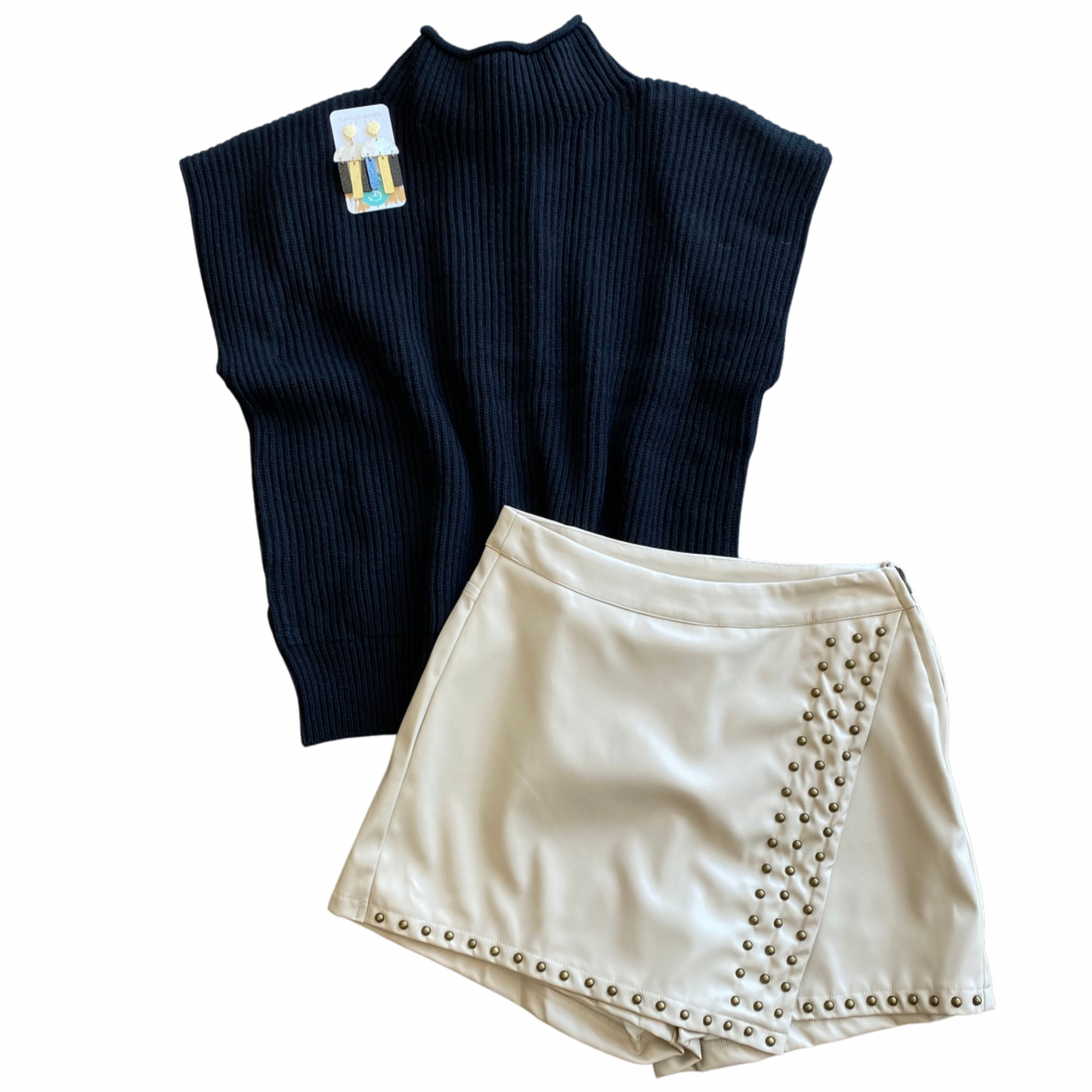 Fall Feeling Leather Stud Skort