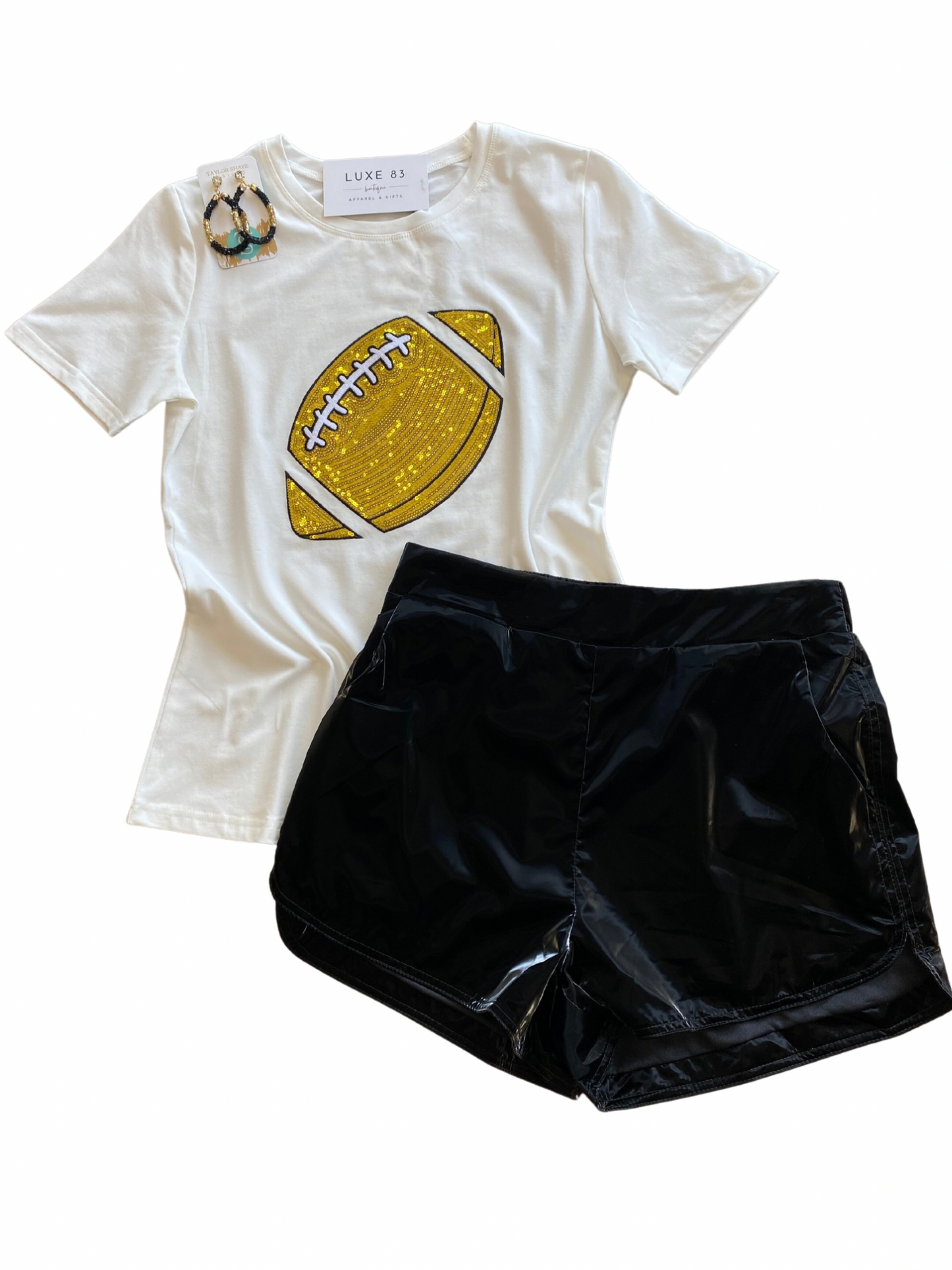 Gold Sequin Football T-Shirt
