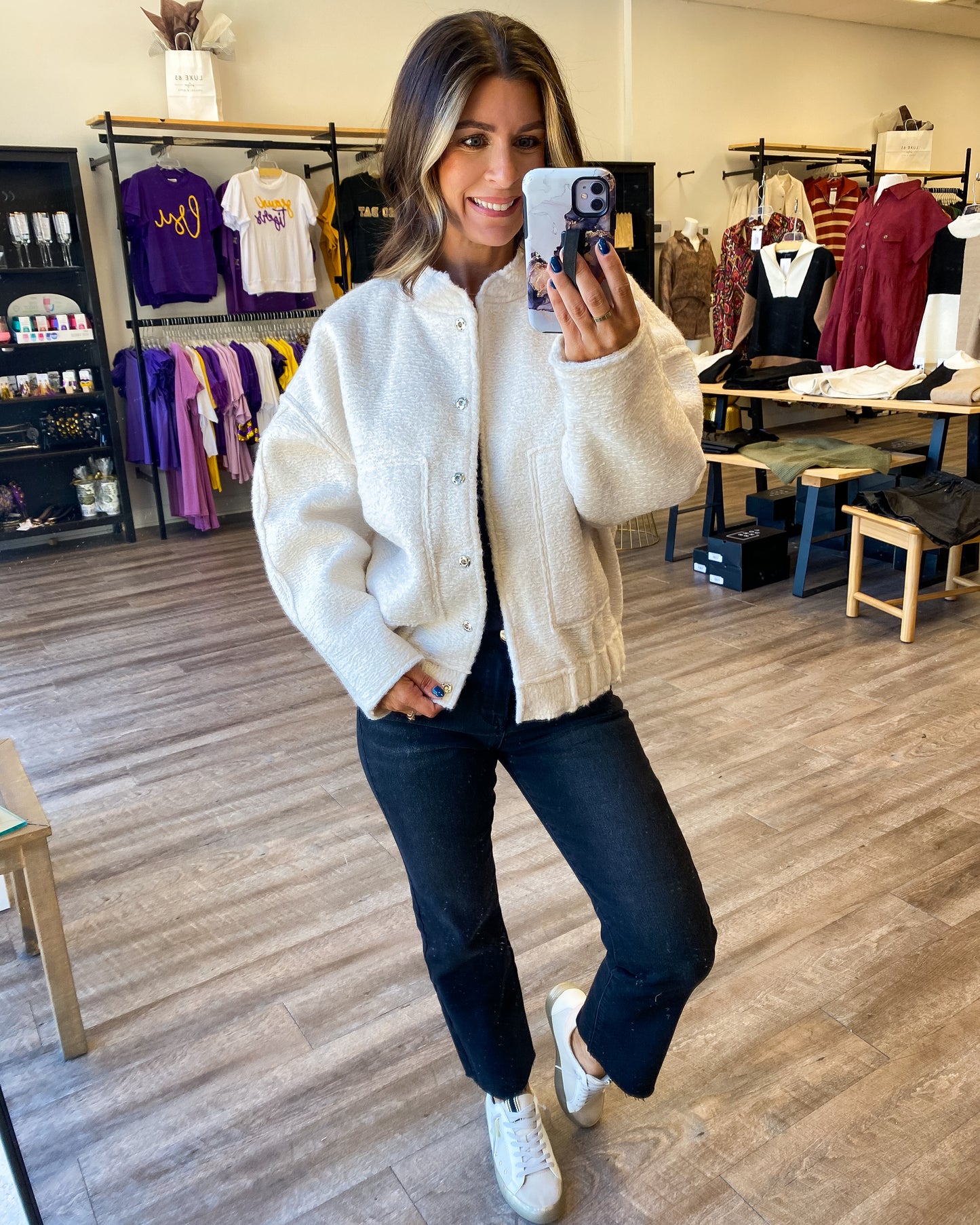 Fireside Ivory Bomber Jacket