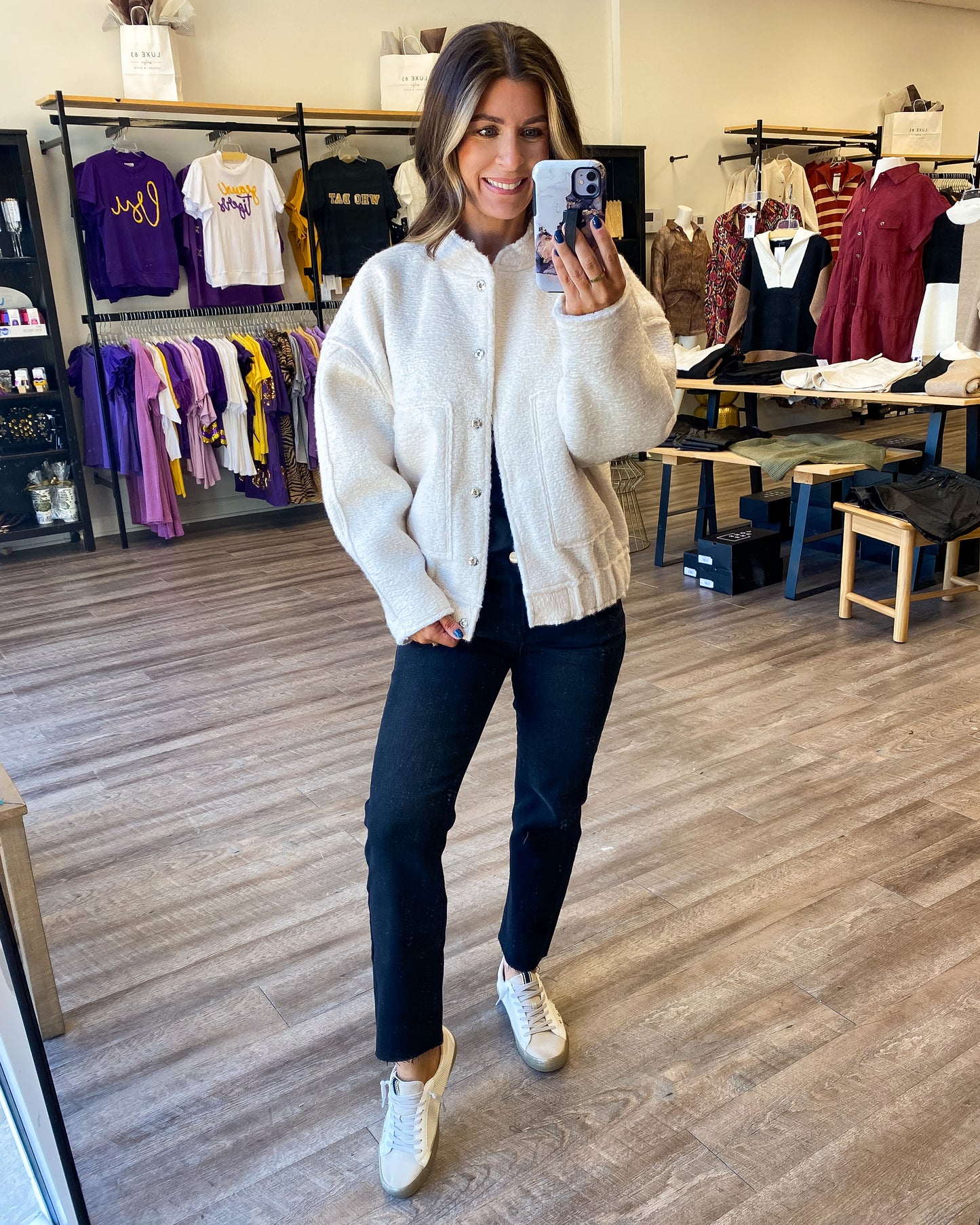 Fireside Ivory Bomber Jacket