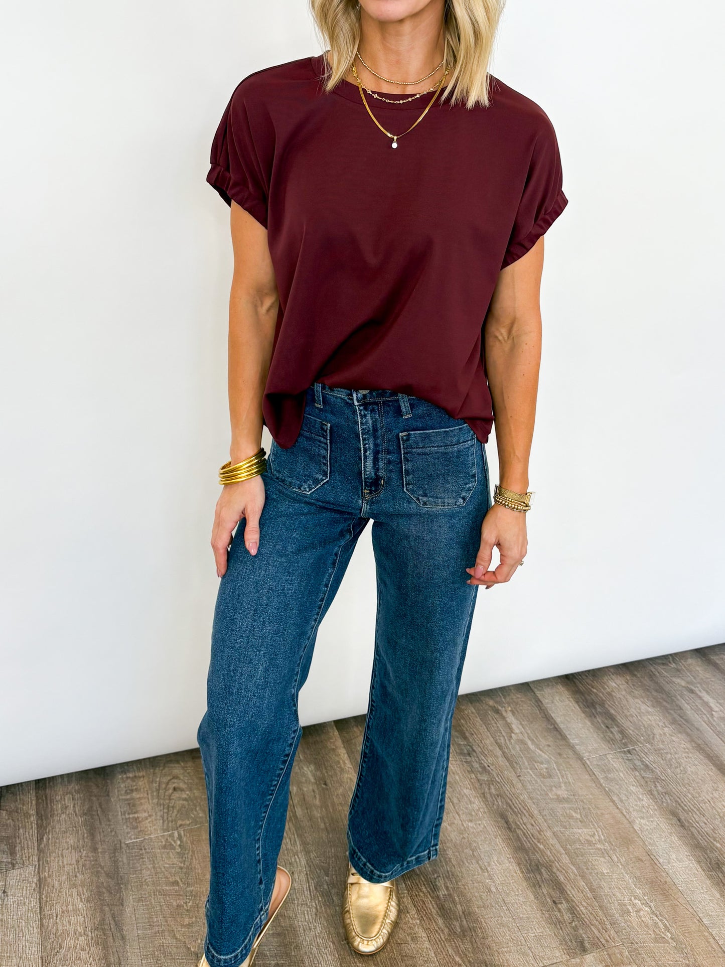 Gathered Edge Tee - 2 COLORS