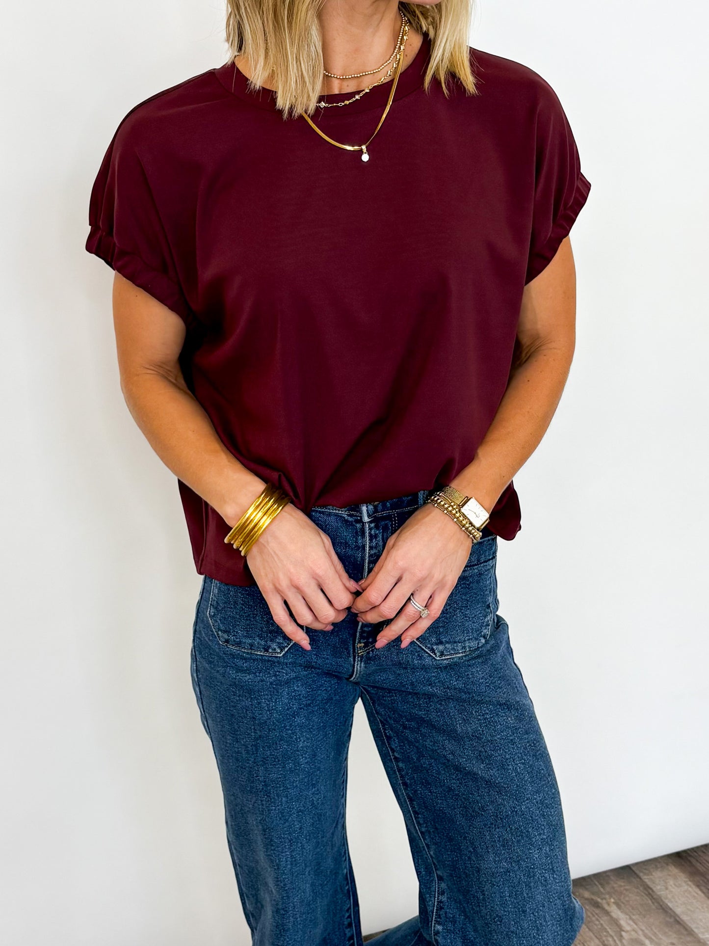 Gathered Edge Tee - 2 COLORS