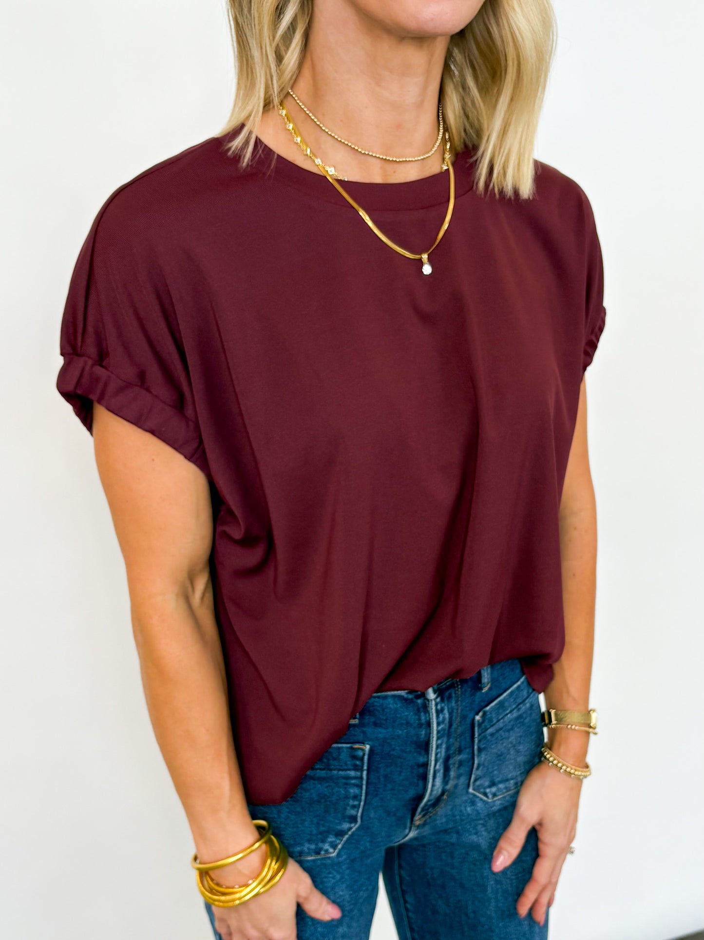 Gathered Edge Tee - 2 COLORS