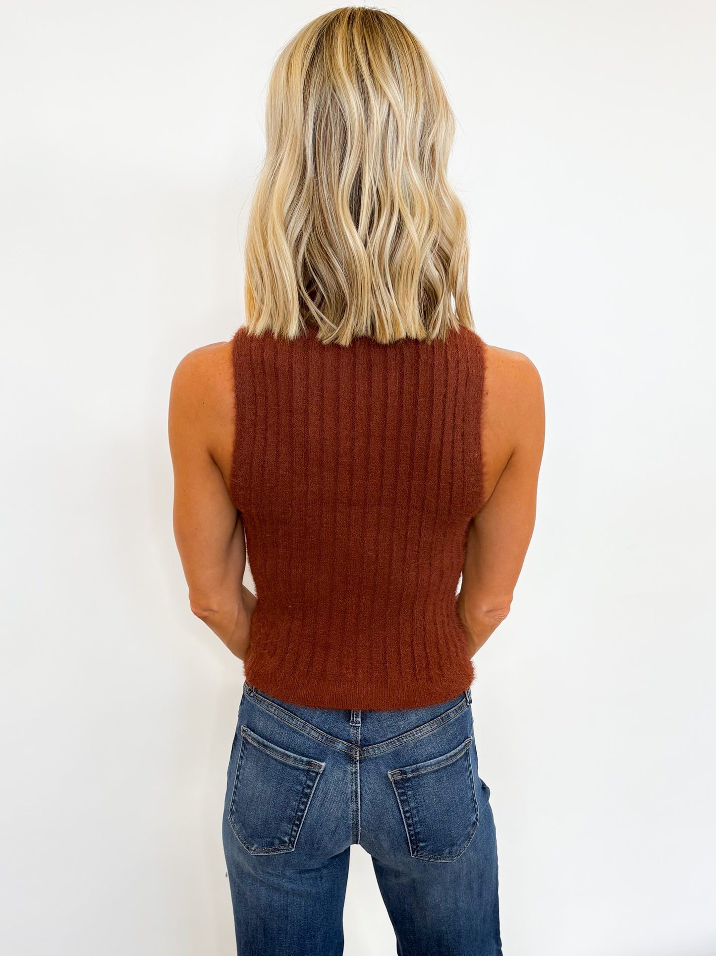 Cozy Mock Neck Tank - Brown