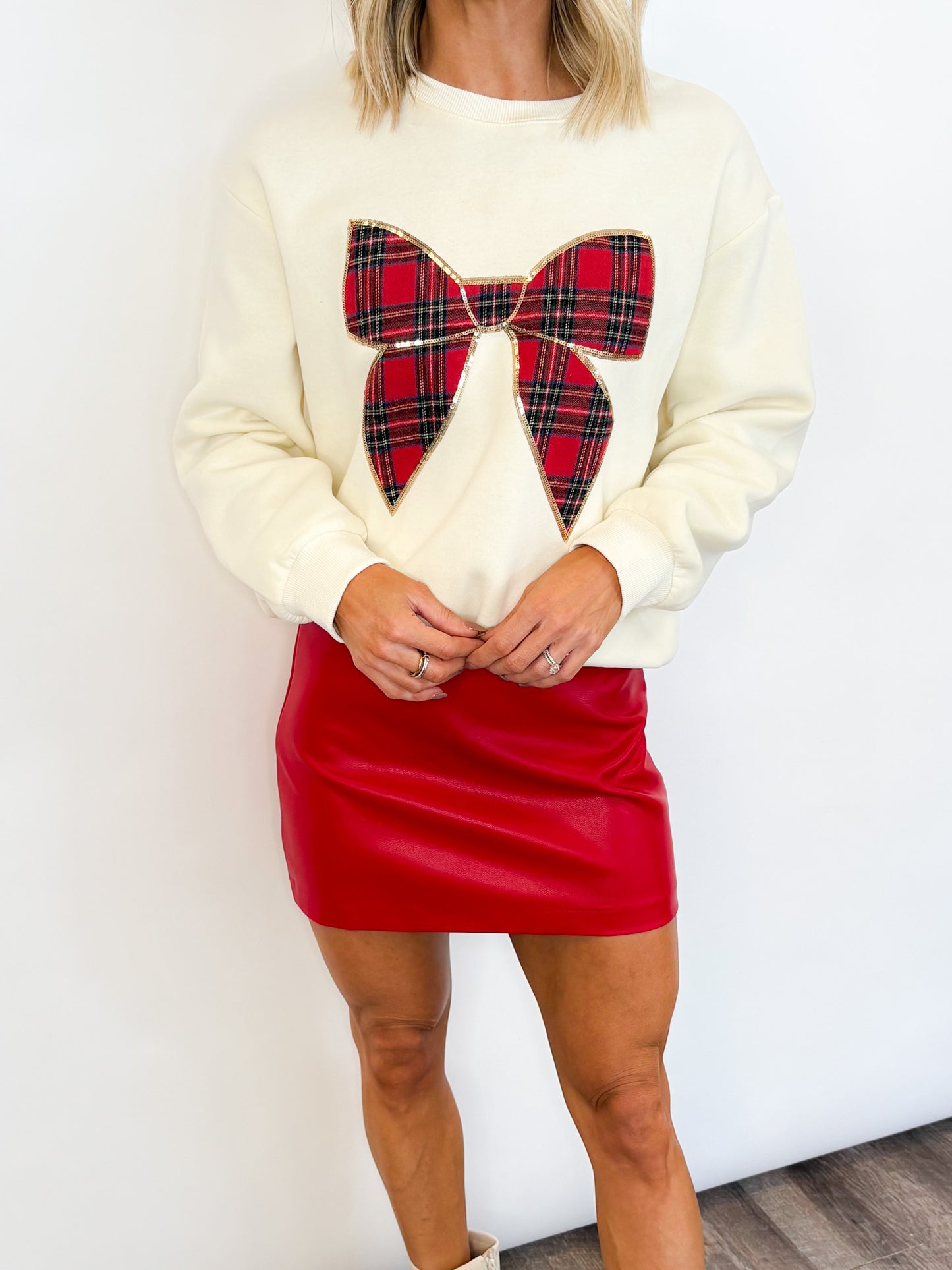 Mistletoe Mini Faux Leather Skirt