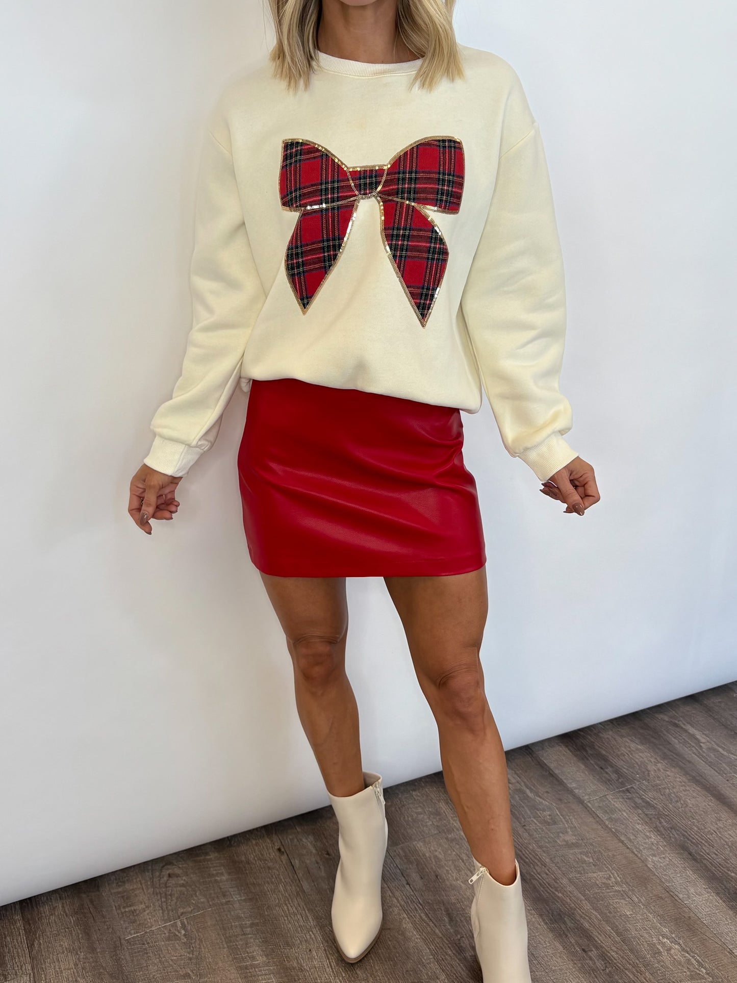 Mistletoe Mini Faux Leather Skirt