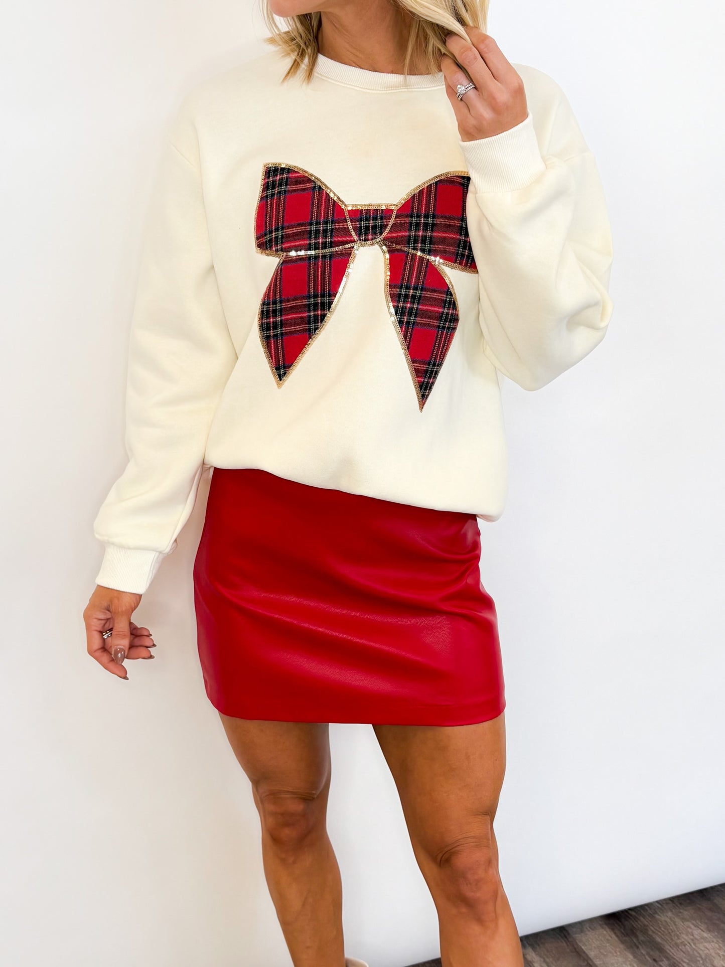 Mistletoe Mini Faux Leather Skirt