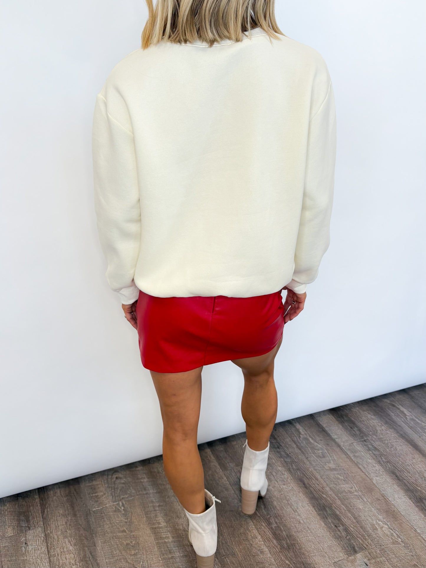 Mistletoe Mini Faux Leather Skirt