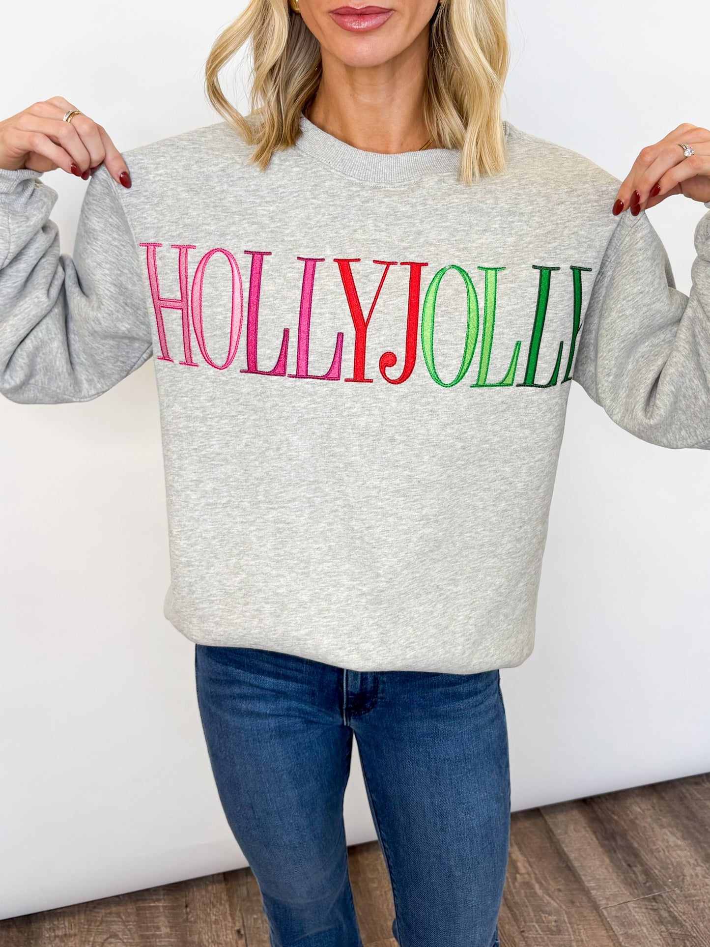 Holly Jolly Embroidered Sweatshirt