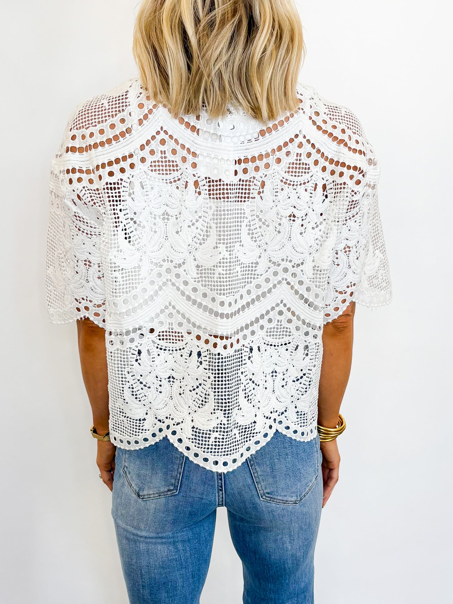 Coastal Lace Button-Up Top