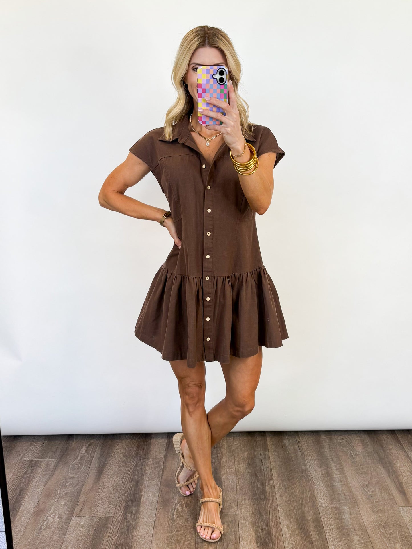 Mocha Moment Button-Up Dress
