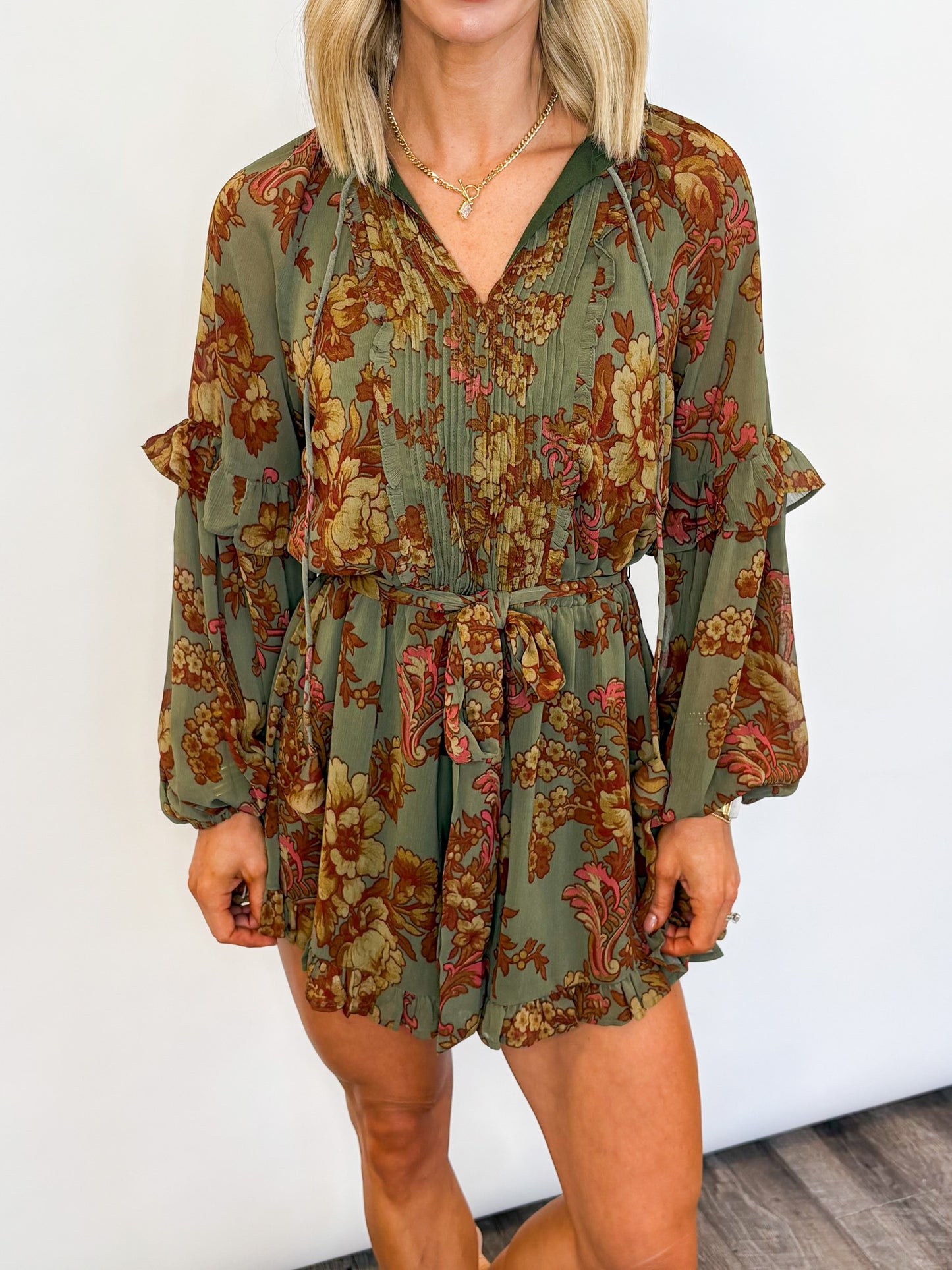 Autumn Bloom Ruffle Romper