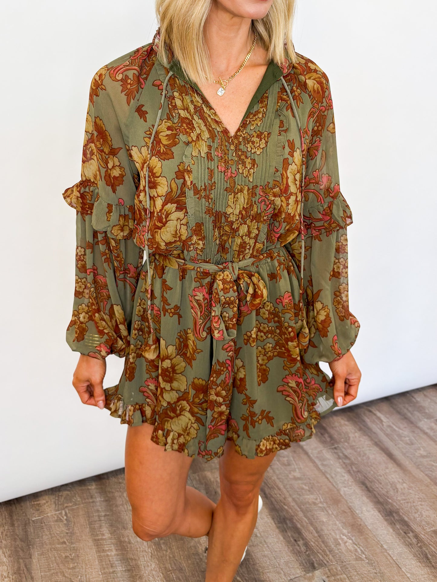 Autumn Bloom Ruffle Romper