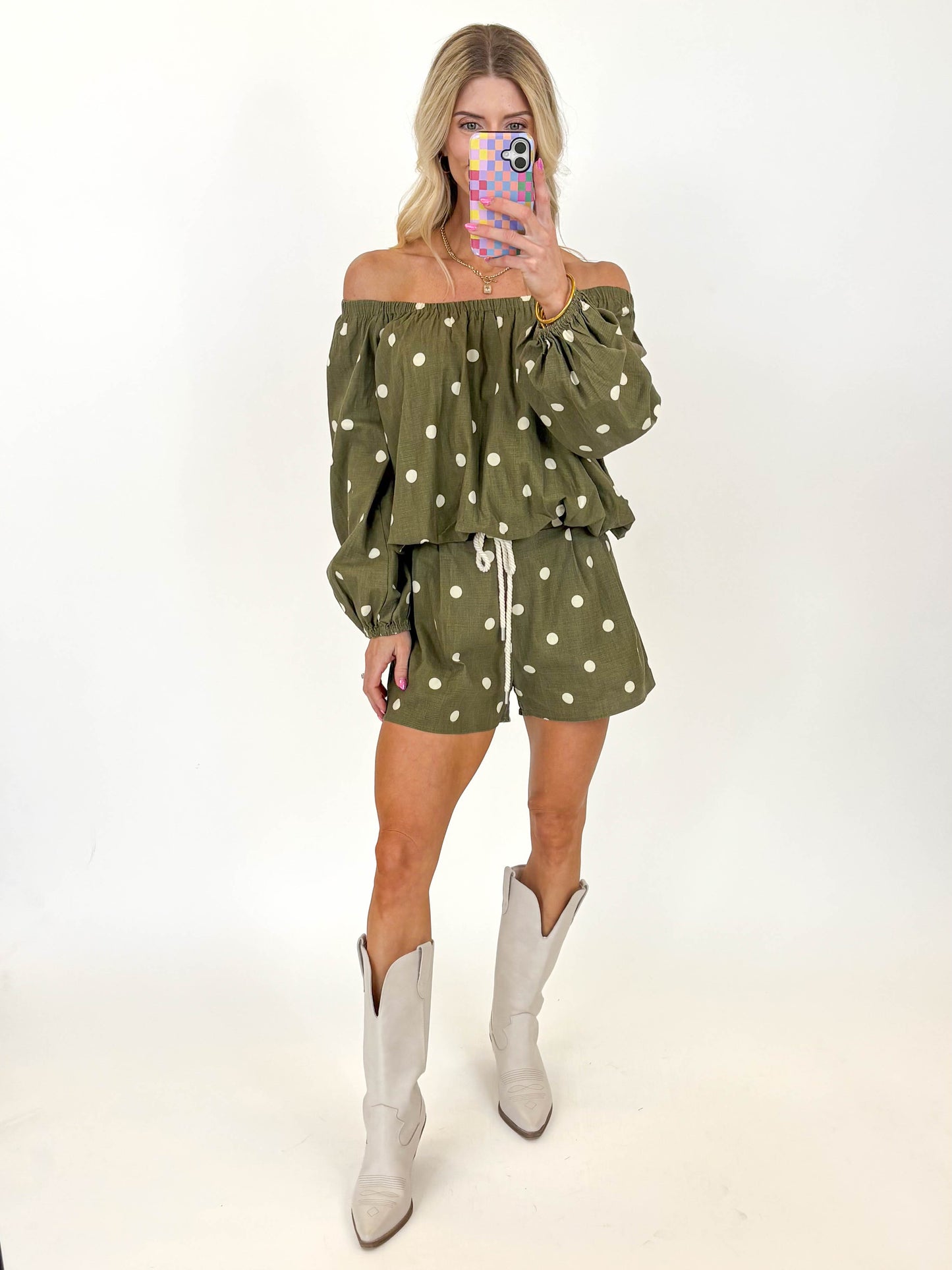Olive Grove Off-Shoulder Set