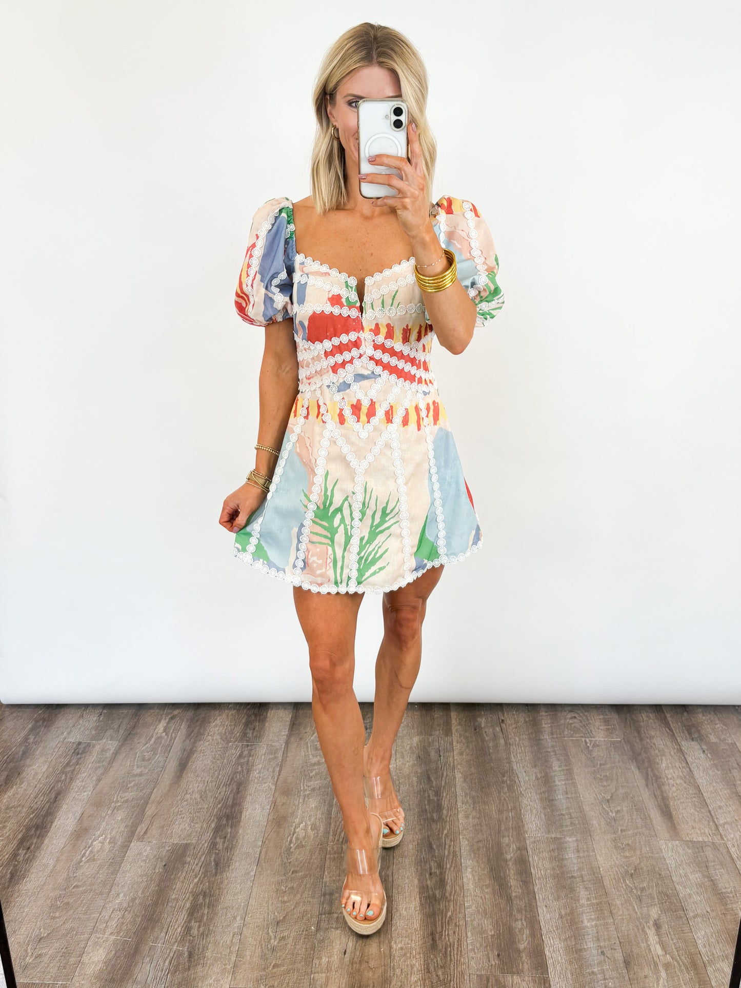 Sunset Garden Puff Sleeve Dress