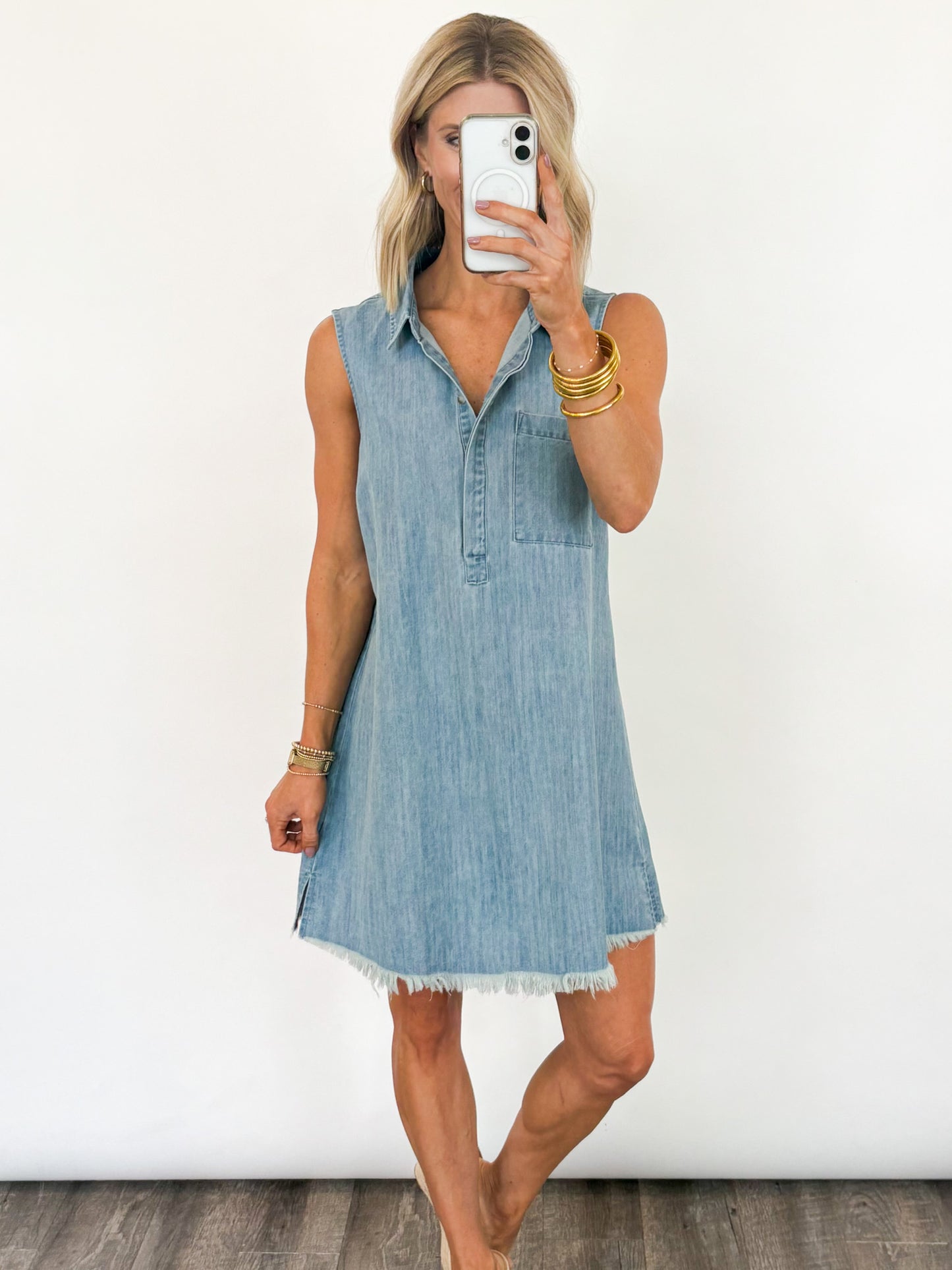 Easy Days Sleeveless Denim Dress