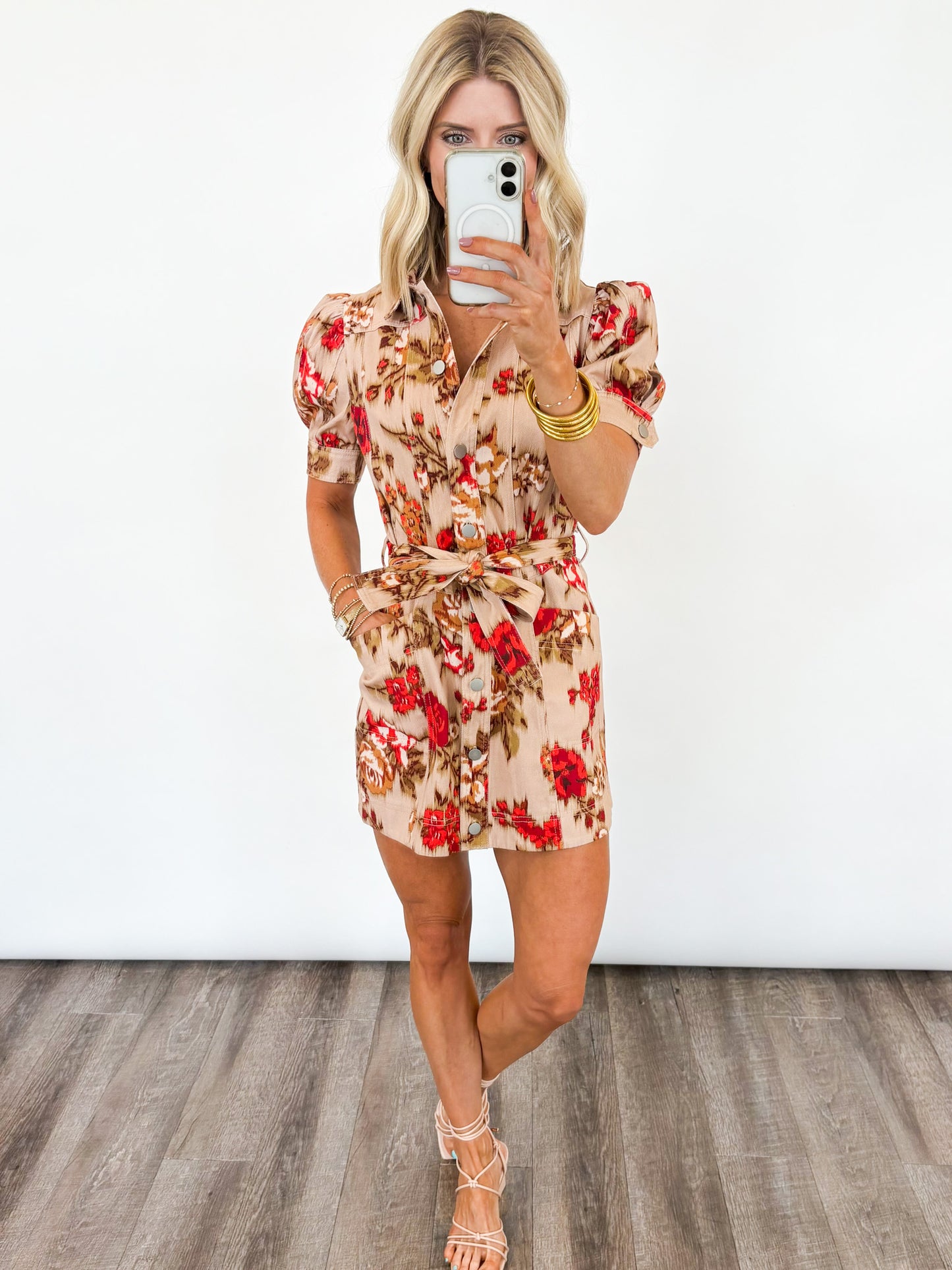 Vintage Bloom Belted Dress