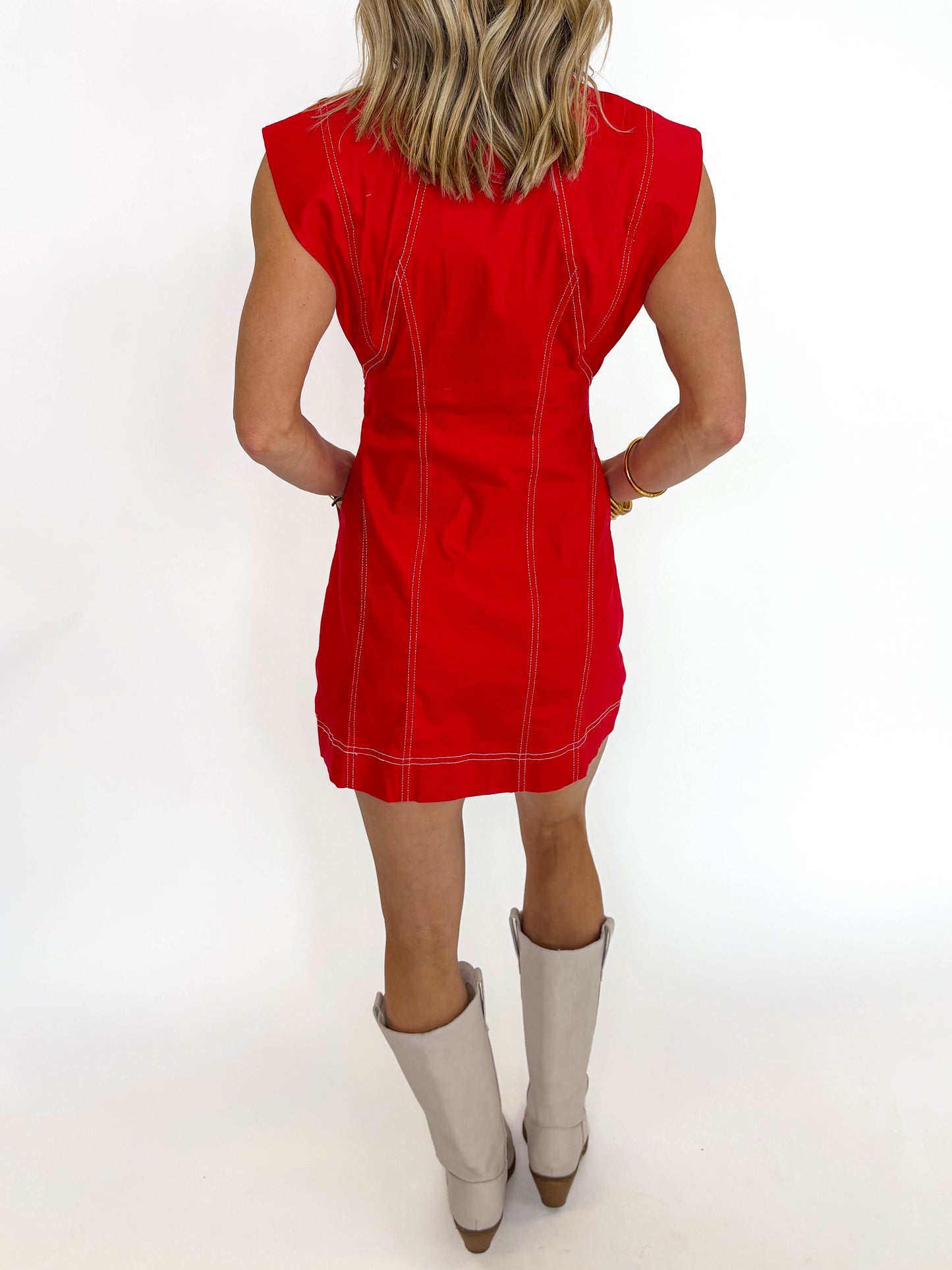 Autumn Kickoff Shirt Dress - RED