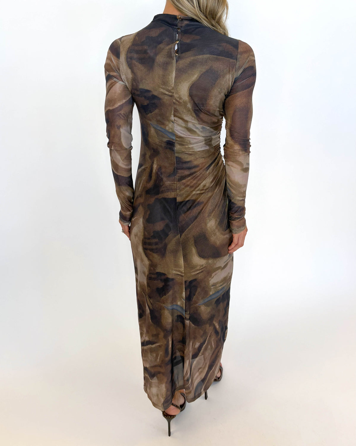 Mocha Marble Mesh Dress