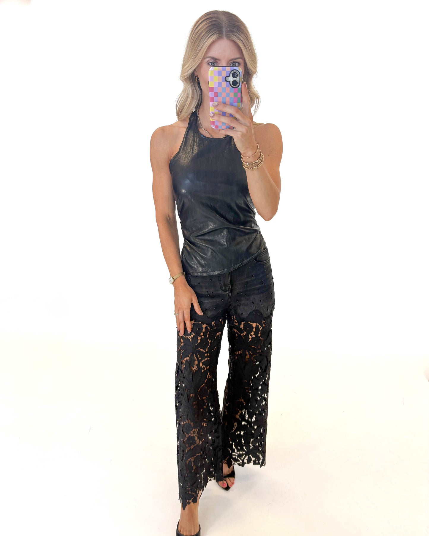 After Hours Faux Leather Halter
