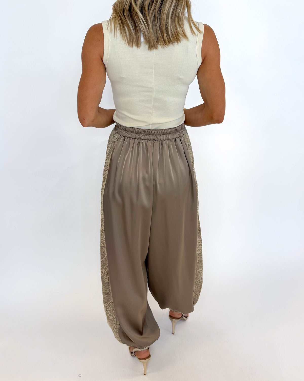 Lace Along Jogger Pants