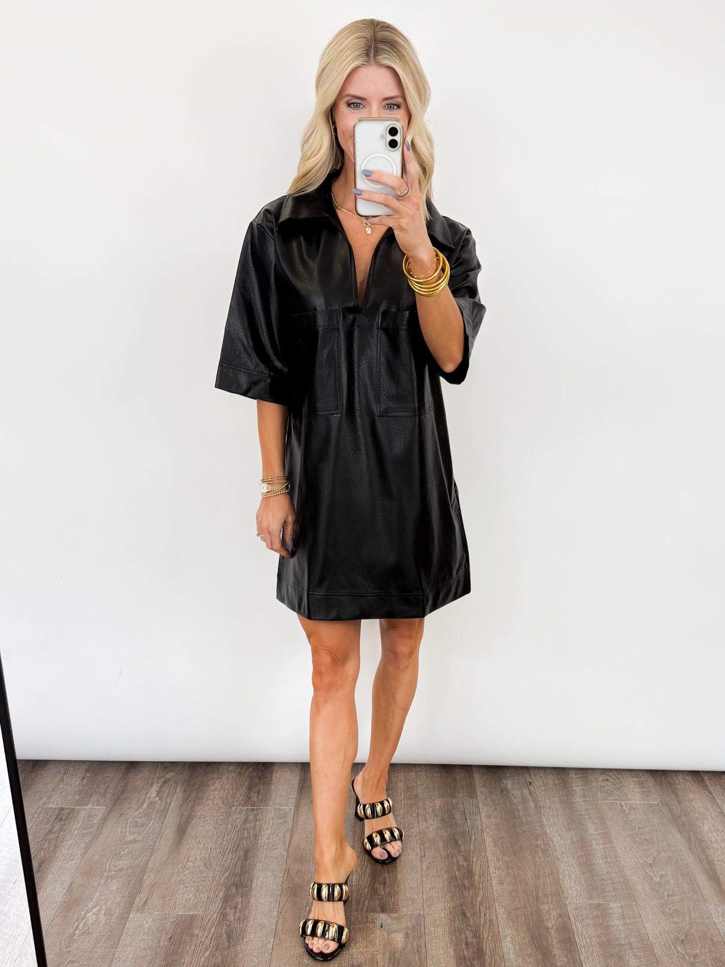 Midnight Edge Faux Leather Dress
