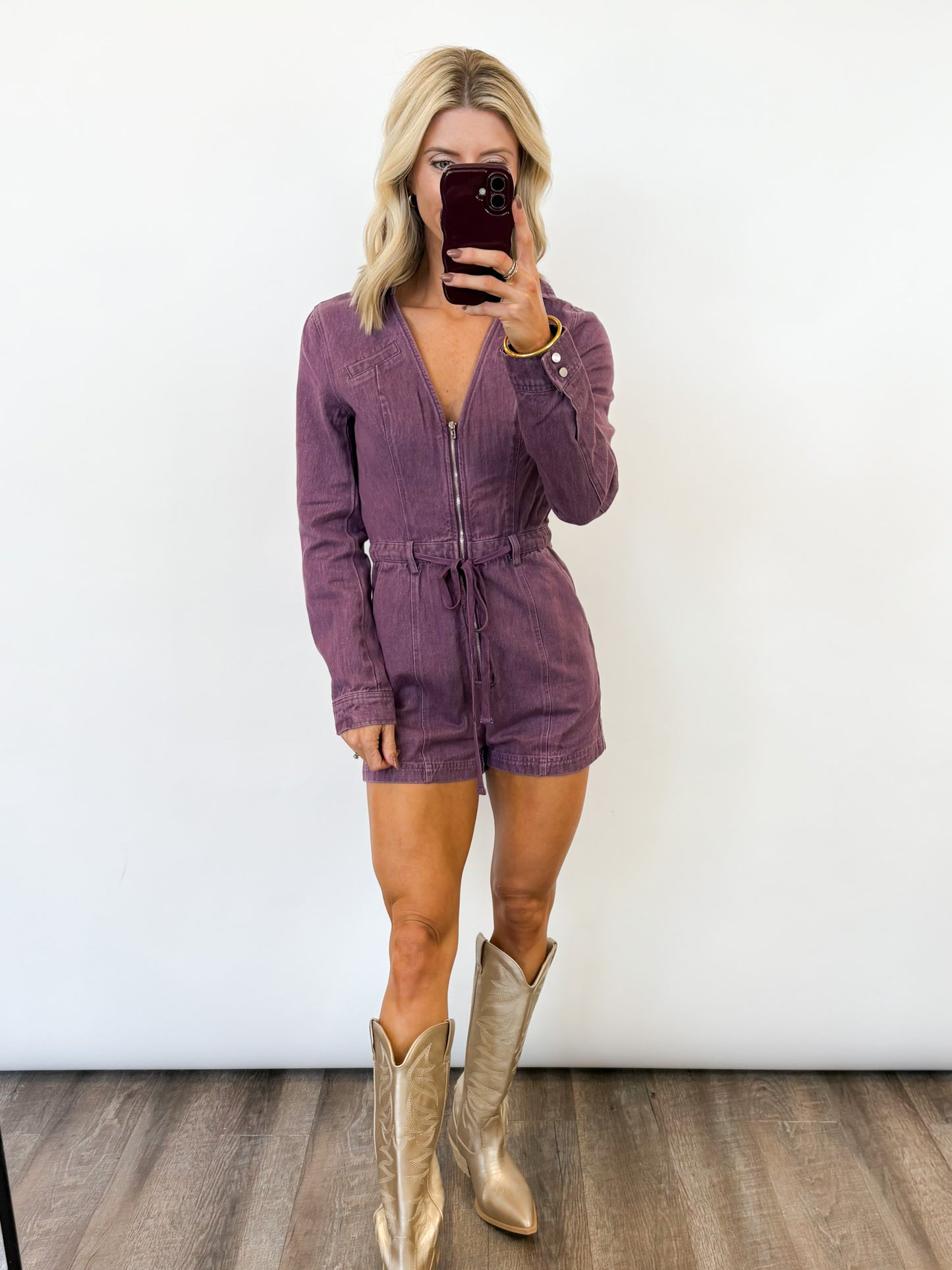 Plum Utility Denim Romper