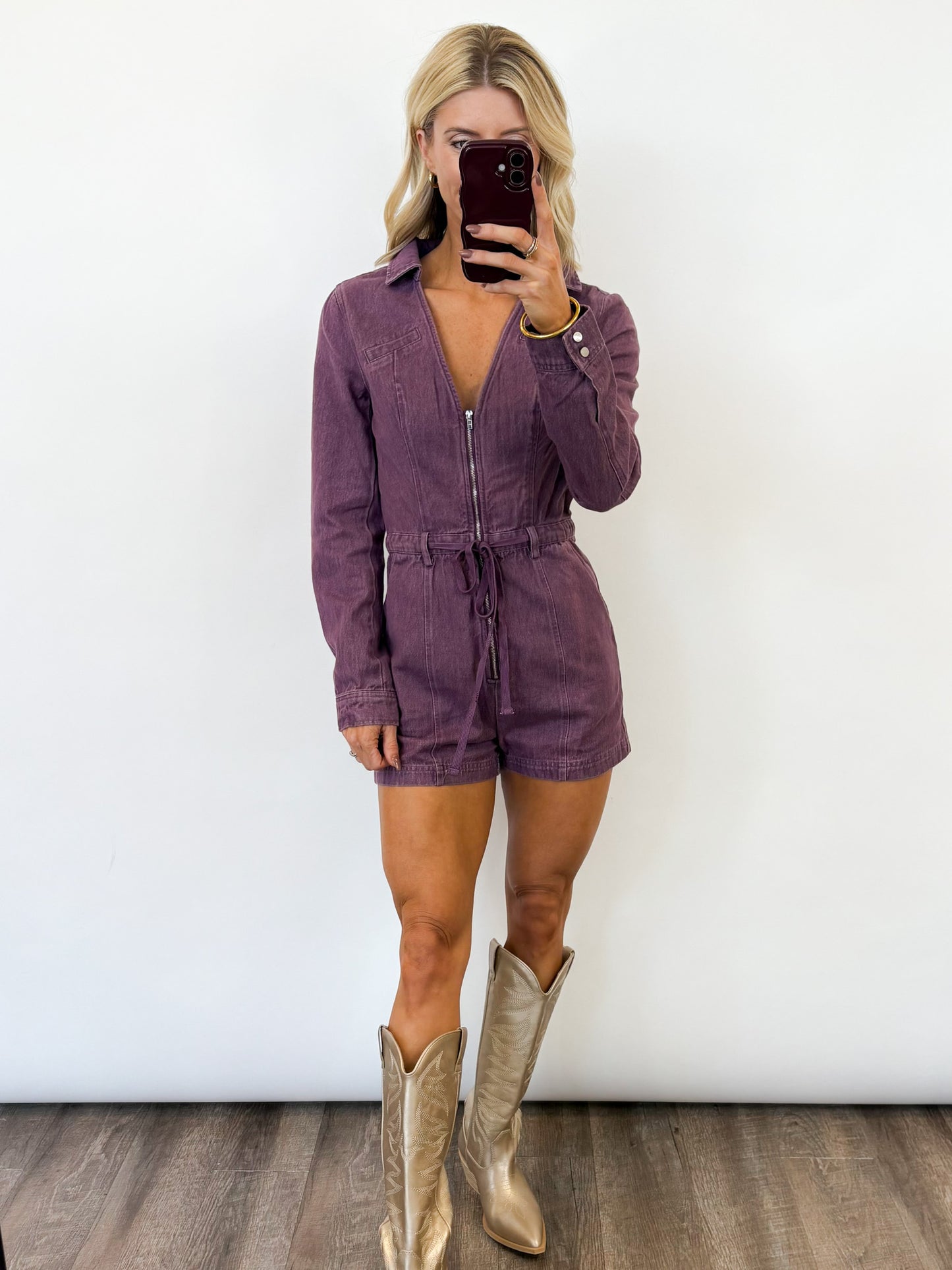 Plum Utility Denim Romper