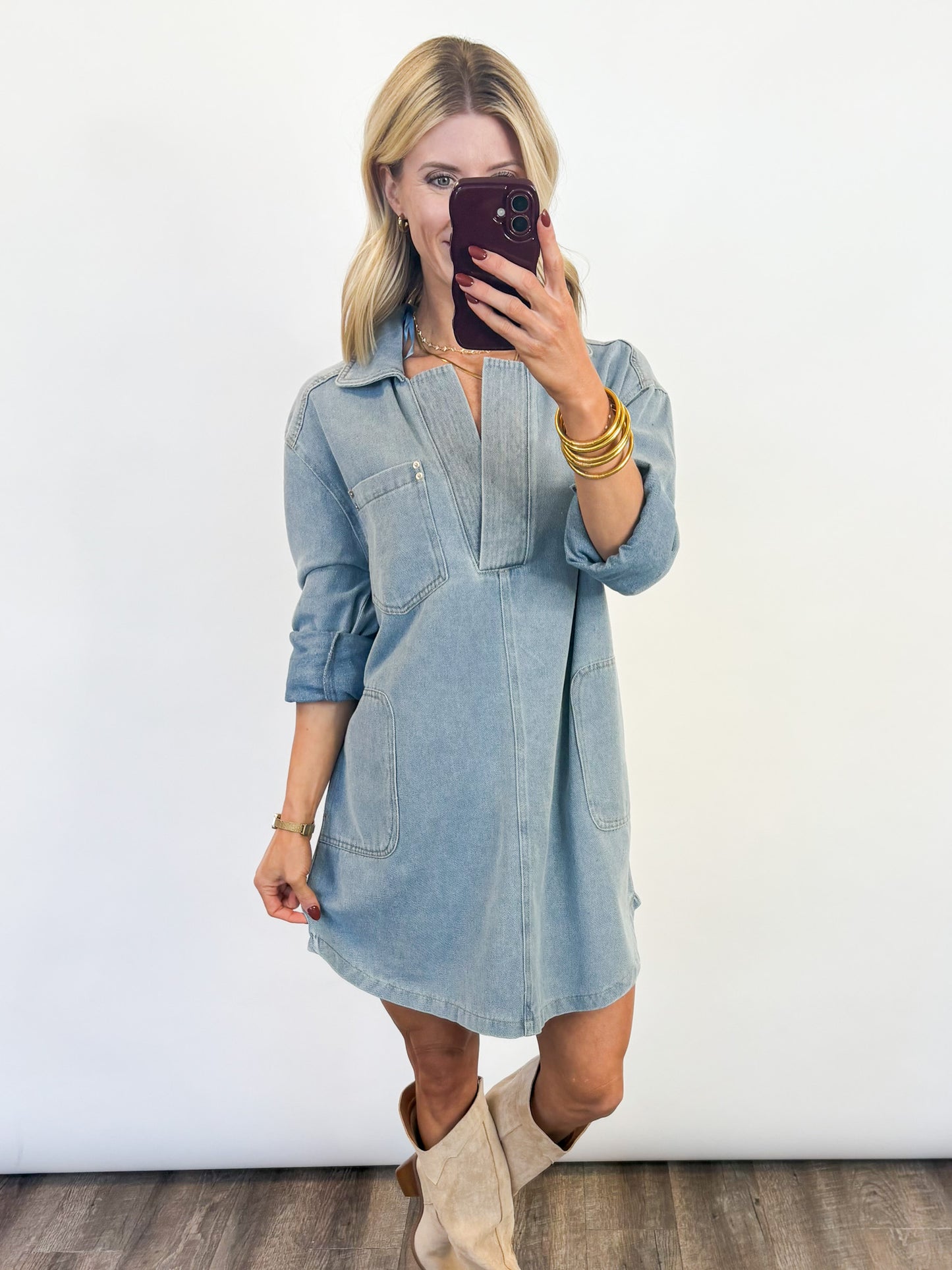 Easygoing Denim Dress - 2 COLORS