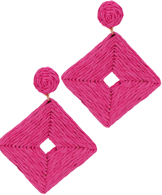 Raffia Square Earrings - 5 Colors