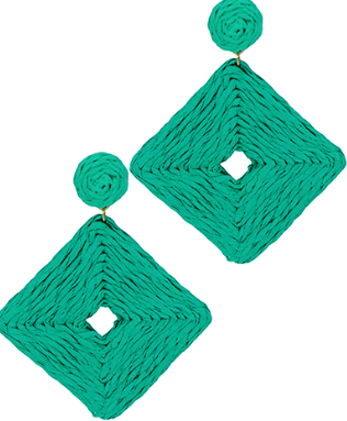 Raffia Square Earrings - 5 Colors