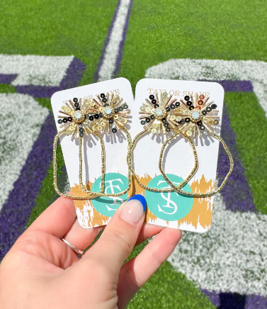 TS Black/Gold Sunburst Rectangle Hoops