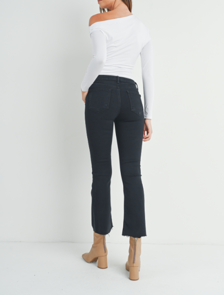 High Rise Cropped Flare - Black
