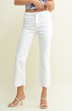 White Vintage Crop Flare