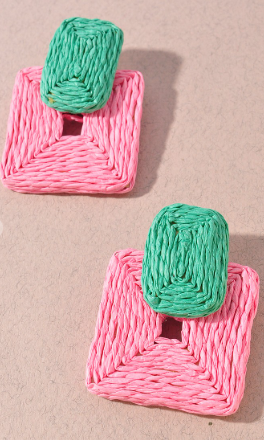 Raffia Square Earrings-2 Color