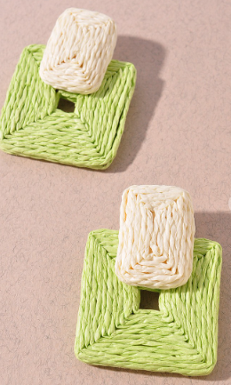 Raffia Square Earrings-2 Color