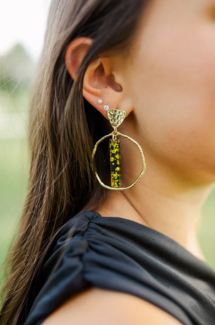 TS Black/Gold Confetti Stick Hoops