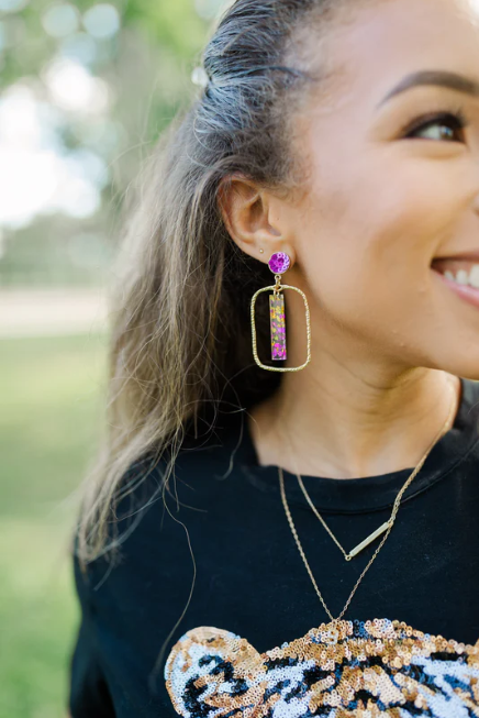 TS Purple/Gold Flake Stick Hoops