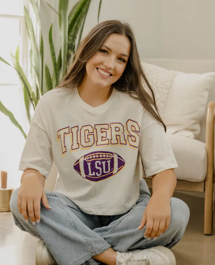LSU Tigers Vintage Crop Tee – Ivory