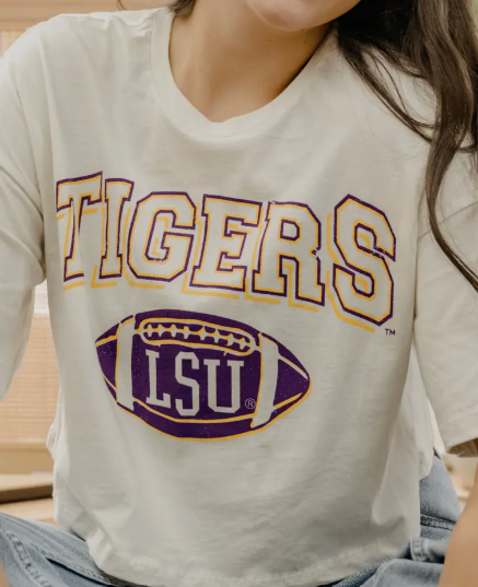 LSU Tigers Vintage Crop Tee – Ivory