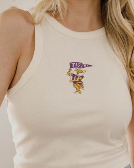 LSU Retro Mike the Tiger Tank – Ivory