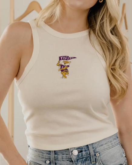 LSU Retro Mike the Tiger Tank – Ivory